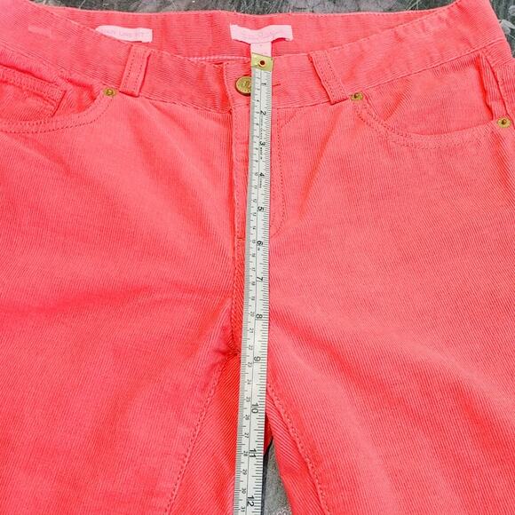 Lilly Pulitzer Corduroy Pants Main Line Fit Mid Rise Coral Pink Womens Size 4 - Picture 6 of 7